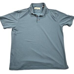 Tommy Bahama Polo Shirt Mens Large Blue Stripe Modal Blend Short Sleeve Casual